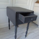 Louis Philippe bedside table with flaps, slate grey