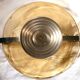 Art Deco bowl in smoked pressed glass and silver-plated metal, 30x8cm