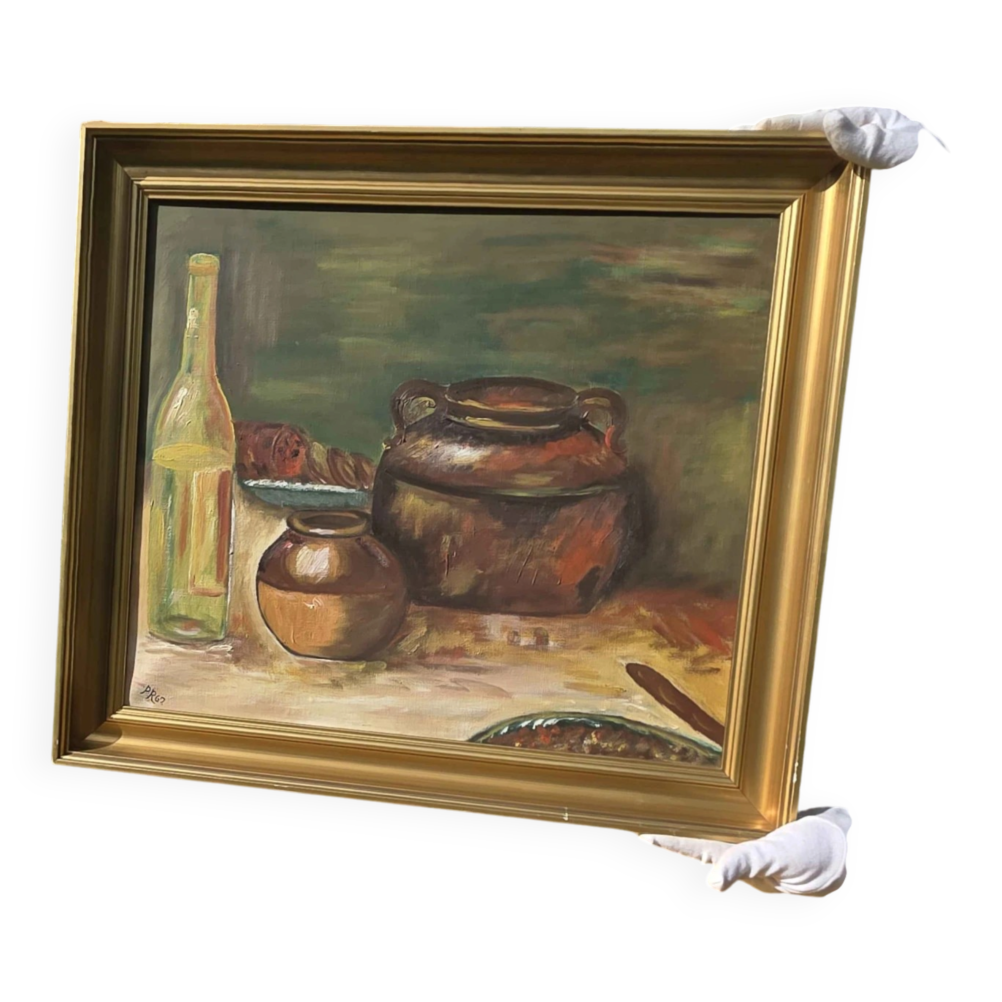 Rustic Kitchen Copper Pot Oil Painting - 1962