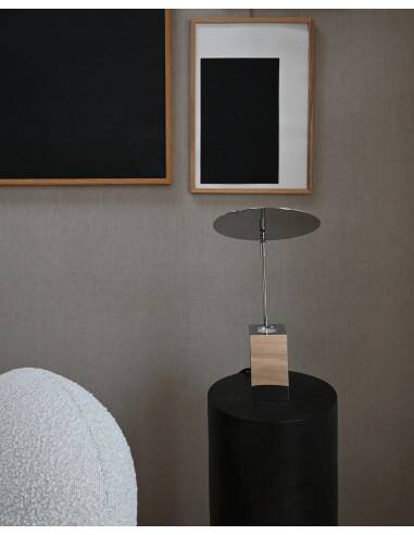Reflect table lamp in chrome metal, contemporary work.