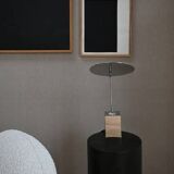 Reflect table lamp in chrome metal, contemporary work.