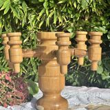 Vintage Scandinavian Candle Holder in Natural Wood, 60s Design - 7 Candles