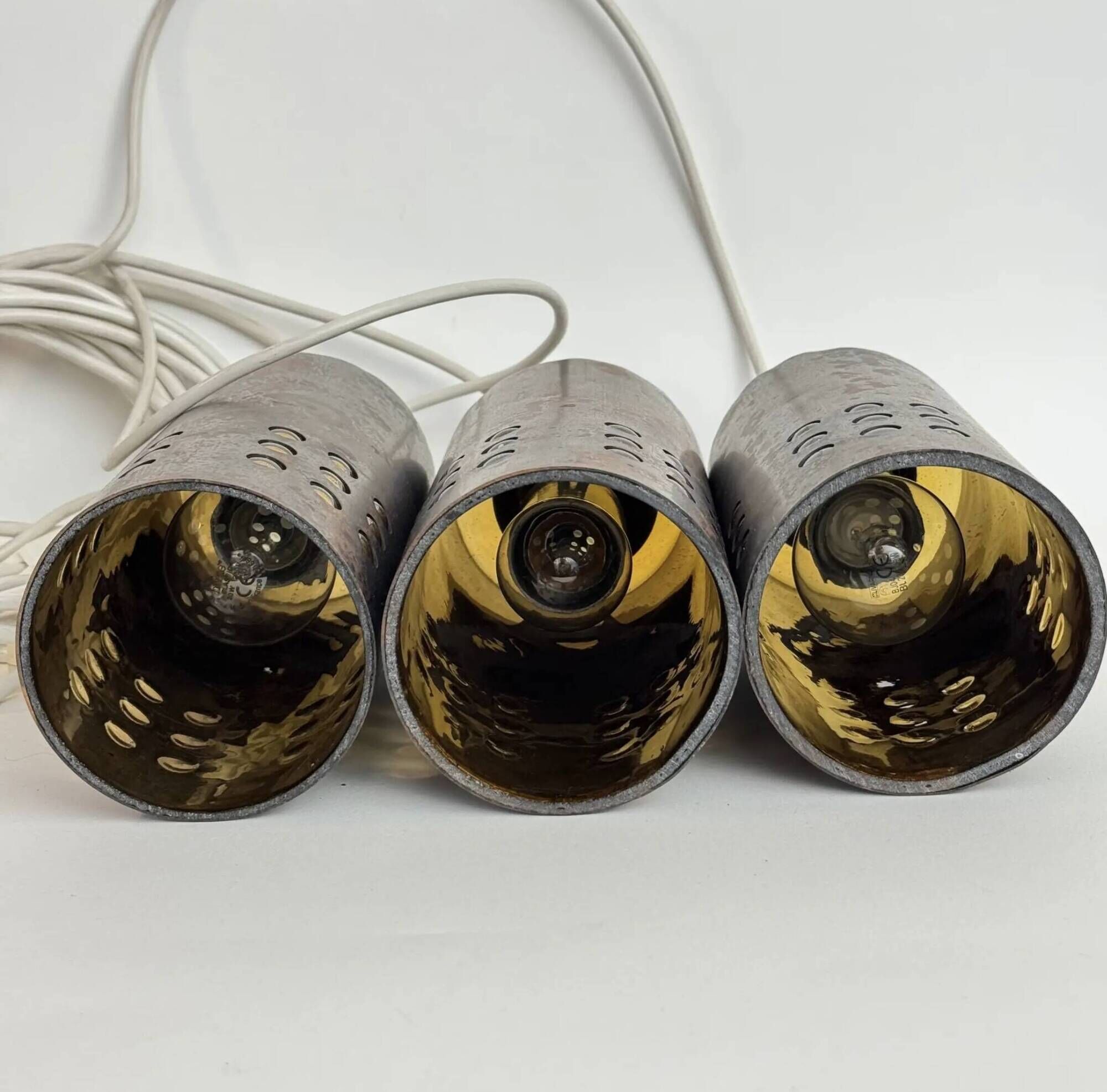 Copper / glas pendants, Nanny Stiil , danmark Set of three , 70s image