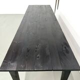 Large 1950s Farm Table in Burnt Wood (Shou Sugi Ban) – L245 cm