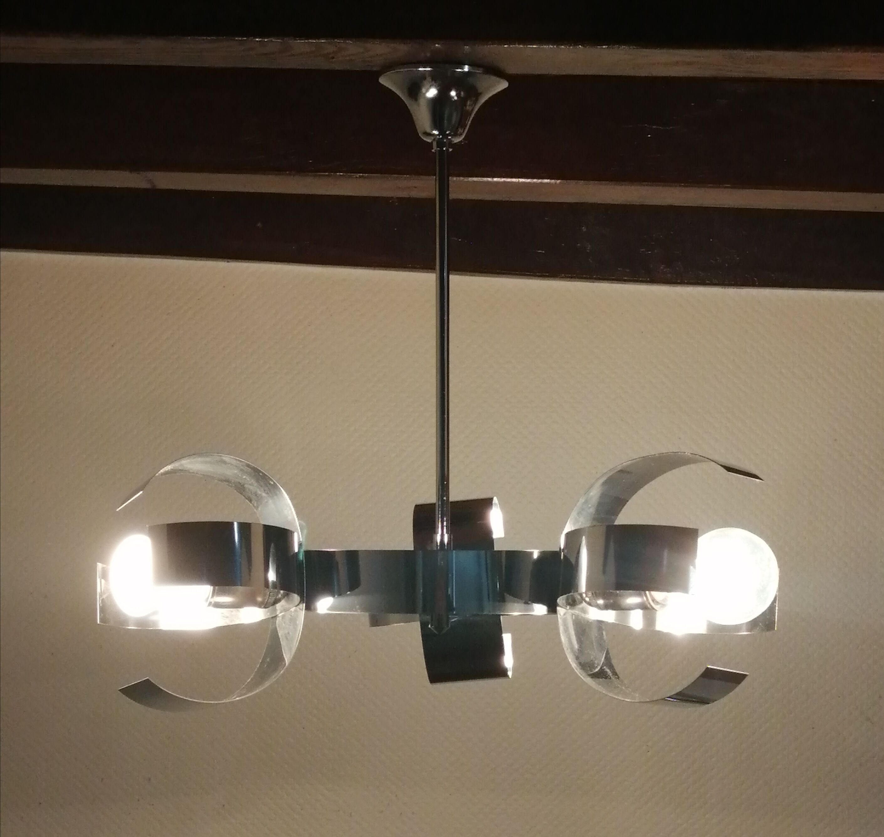 Space age design chandelier in vintage chromed metal year 70