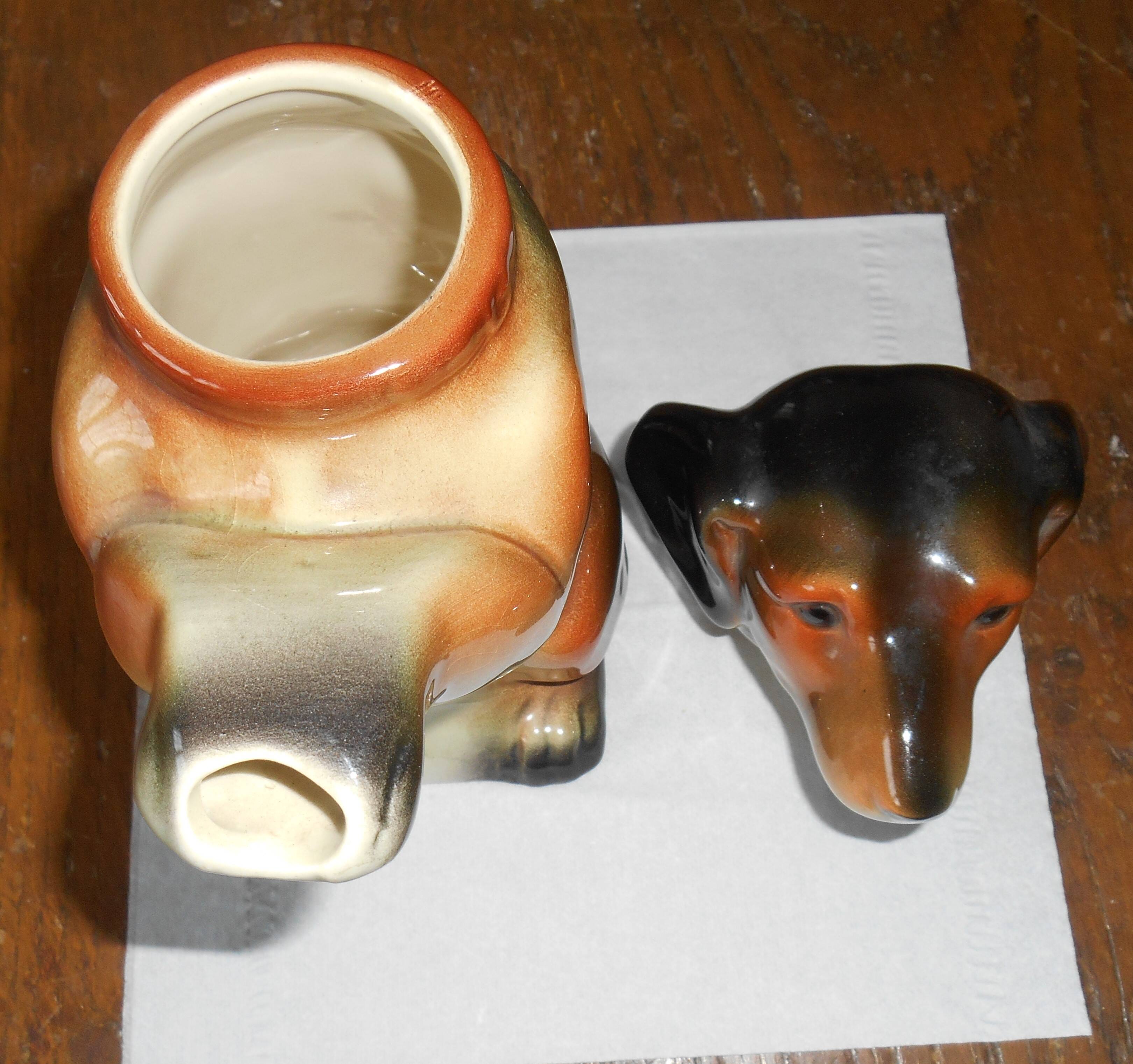 Antique Erphila Dachshund Dog Majolica Teapot