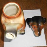 Antique Erphila Dachshund Dog Majolica Teapot