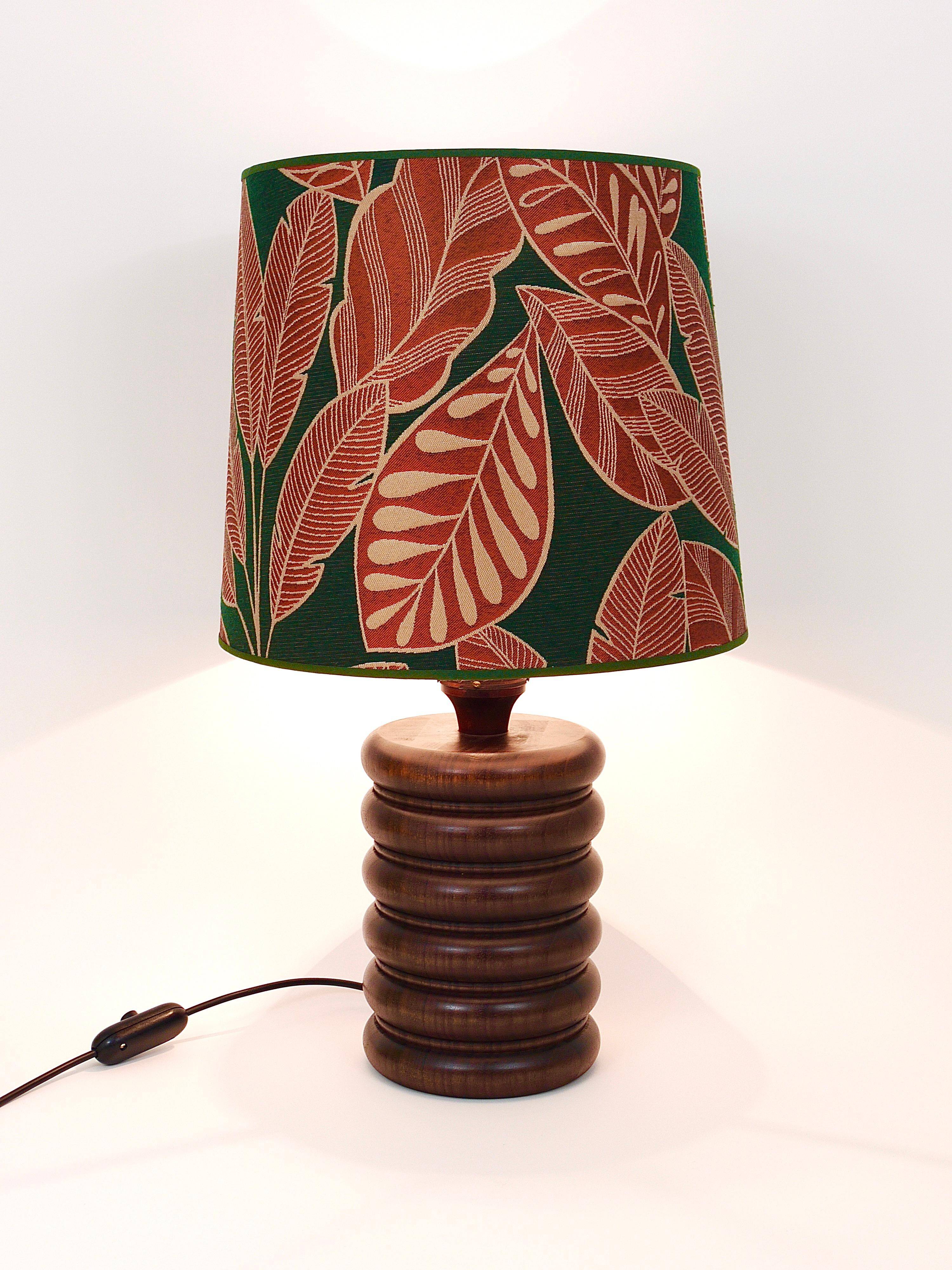 Mid-century table or accent lamp, turned wooden base, Sweden, 1970s