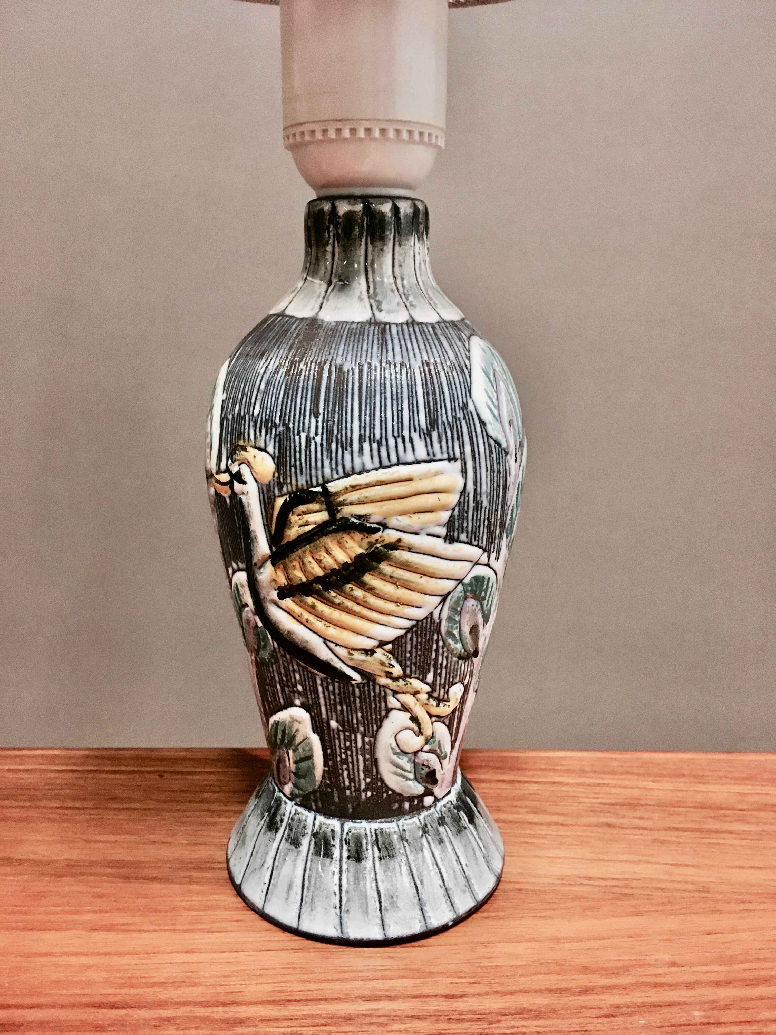 Duo of scandinavian ceramic lamps design 1960