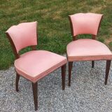 Paire de chaises de chambre vintage à dossier bas des années 30/50