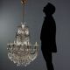 Antique gilded iron chandelier with 6 lights, Italy, early 20th century.