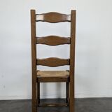 Set of 6 rustic oak straw chairs