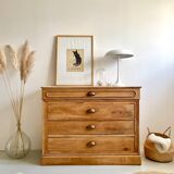 Commode ancienne, meuble de métier en orme massif