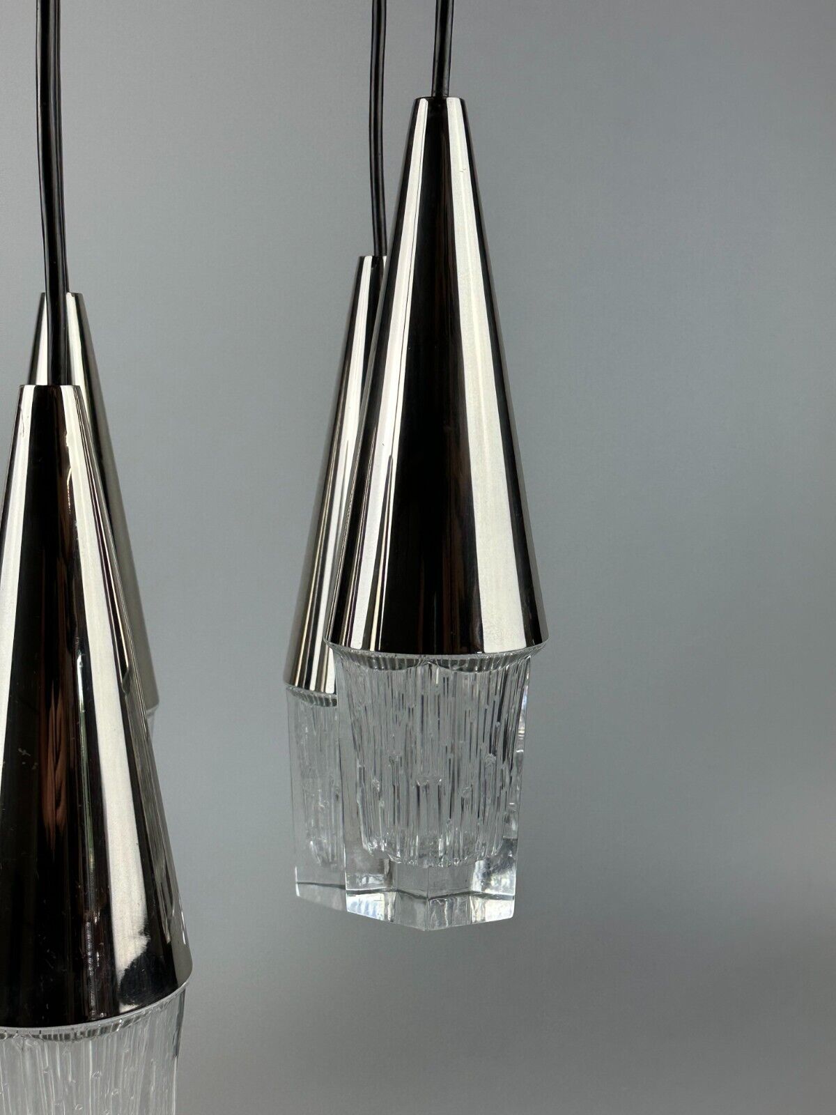 60s 70s hanging lamp cascade lamp 5 lights glass & chrome space age design