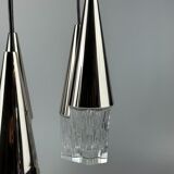 60s 70s hanging lamp cascade lamp 5 lights glass & chrome space age design