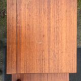 Vintage Scandinavian teak dressing table with 1 drawer 1 flap and its swivel mirror.