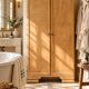 Parisian Art Deco wardrobe, renovated with raw wood.