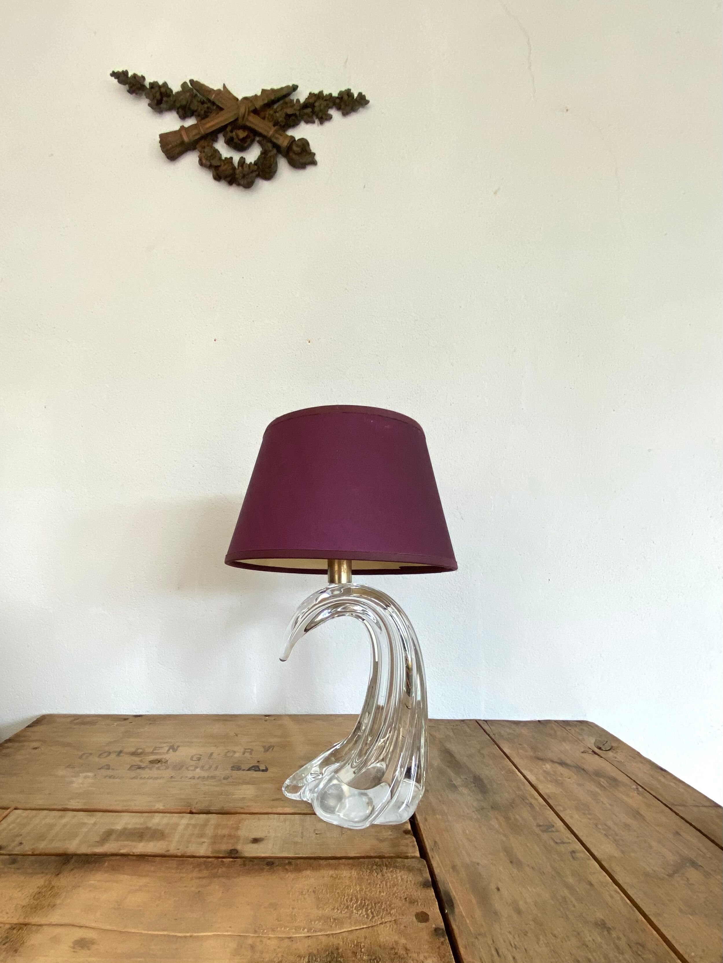 Moulded glass lamp, fabric cable 2 m