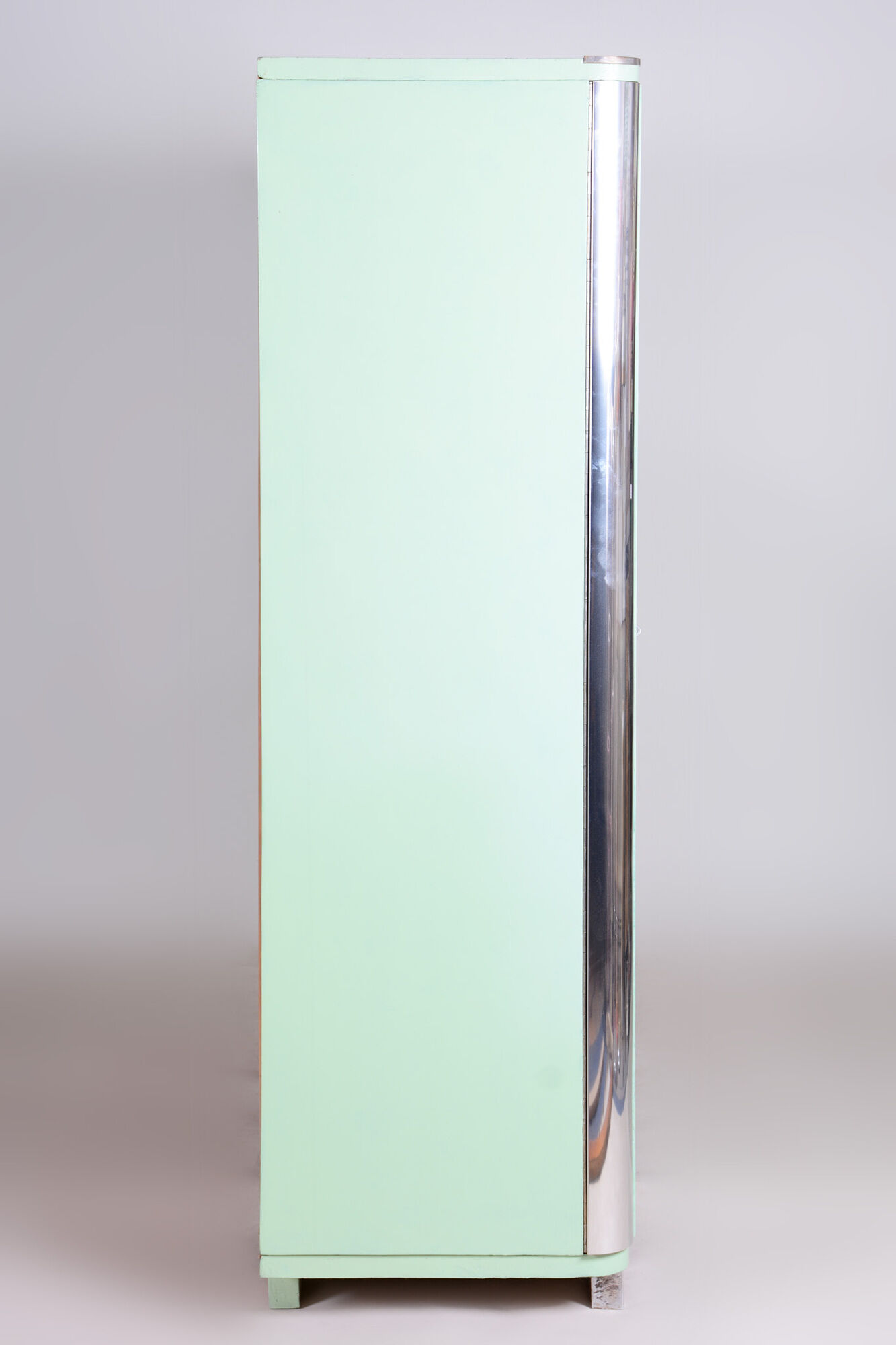 Turquoise Bauhaus three door wardrobe made in 1930s Czechia by Vichr a spol.