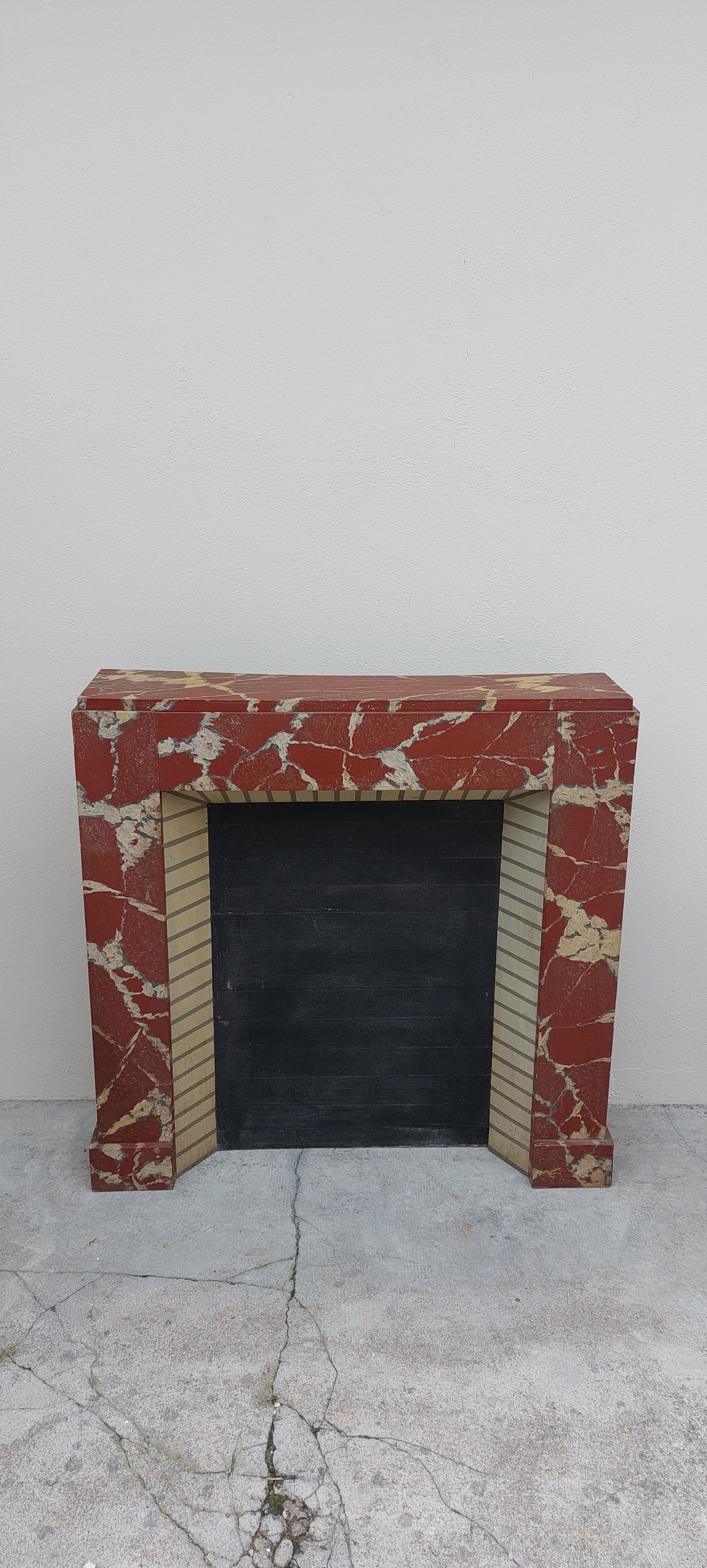 Wooden fireplace imitation marble 1900