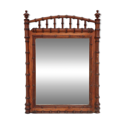 Miroir ancien en bois imitation bambou du XIXe siècle, France