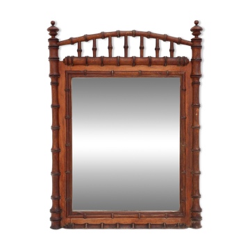 Miroir ancien en bois imitation bambou du XIXe siècle, France