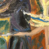 Painting Oil on Canvas Fauvism Circus Horse Dancer Circa 1960
