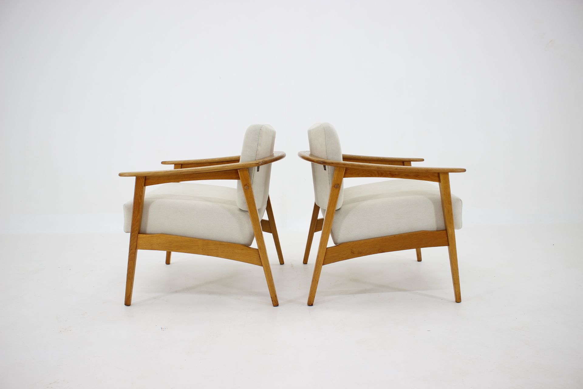 1960s Pair of Oak Armchairs, Czechoslovakia