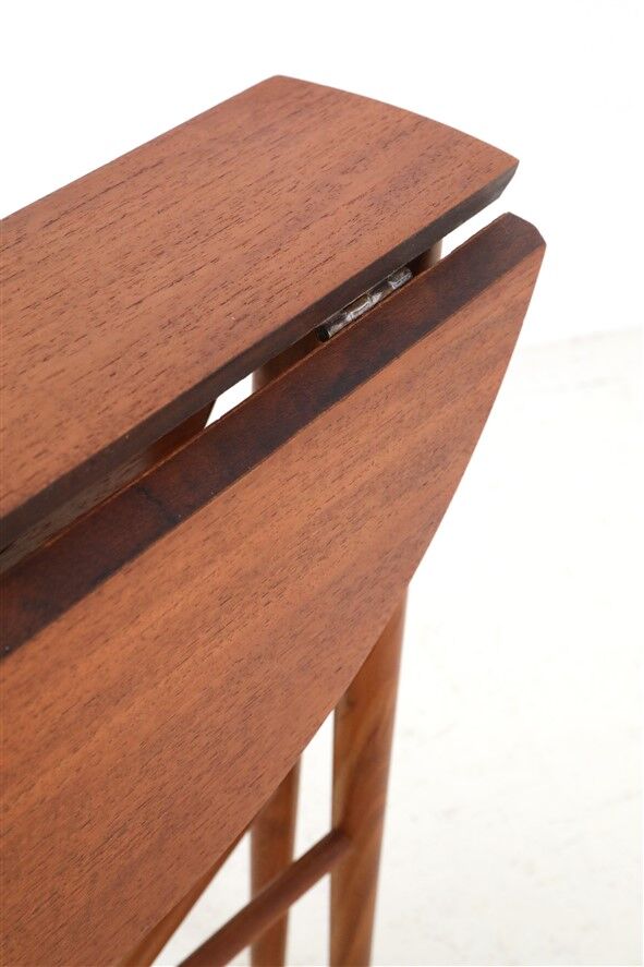 Set of 2 round mid-century teak side tables by Carlo Jensen for Poul Hundevad, 1960s, Danish modern design, foldable