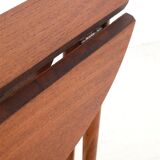 Set of 2 round mid-century teak side tables by Carlo Jensen for Poul Hundevad, 1960s, Danish modern design, foldable