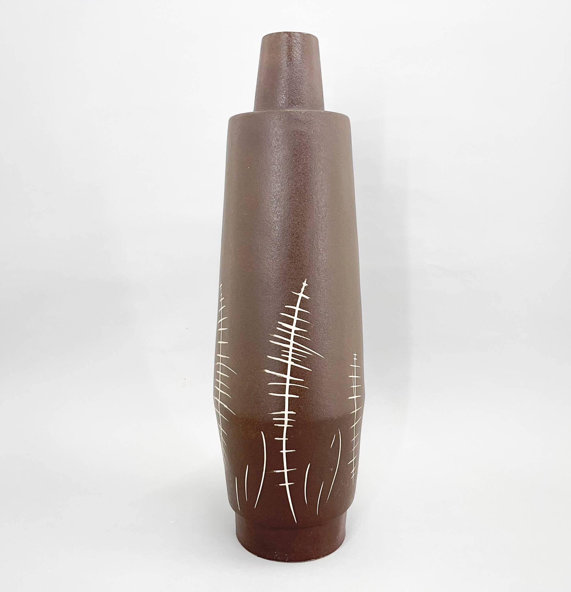 Large Mid-Century Ceramic Floor Vase by Jihokera Bechyne, Marked