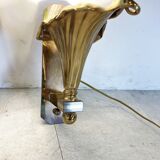 Pair of Bronze flower wall lamps, 1970s