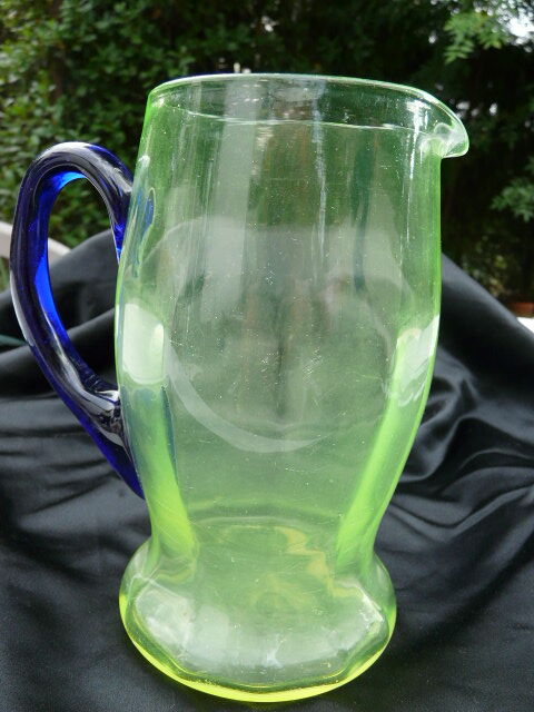 Old uraline blown glass pitcher late nineteenth