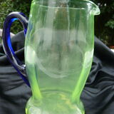 Old uraline blown glass pitcher late nineteenth