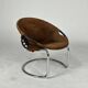 Vintage Balloon Chair suede armchair Lusch & Co Space Age chrome