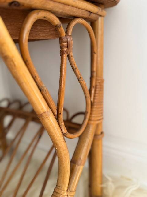 vintage rattan bedside table