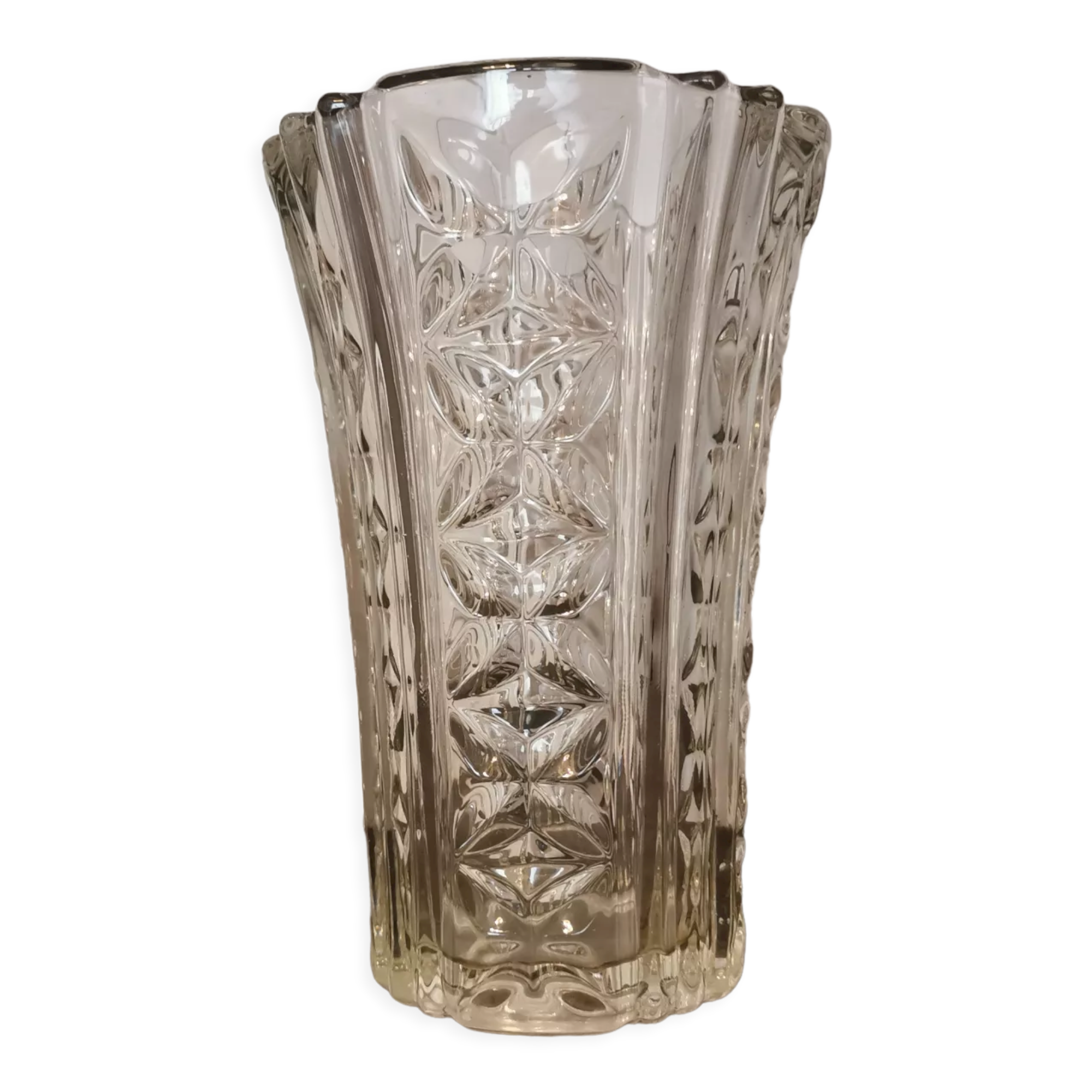Large glass vase Pattern Lines and diamonds