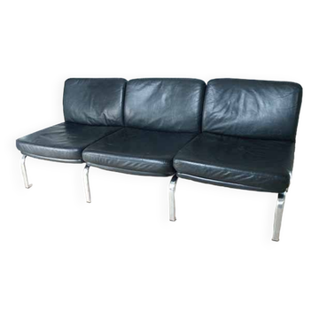Knoll black leather living room set 3 + 2 + 1 pl.