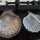 Shell butter dish and its silver-plated knife