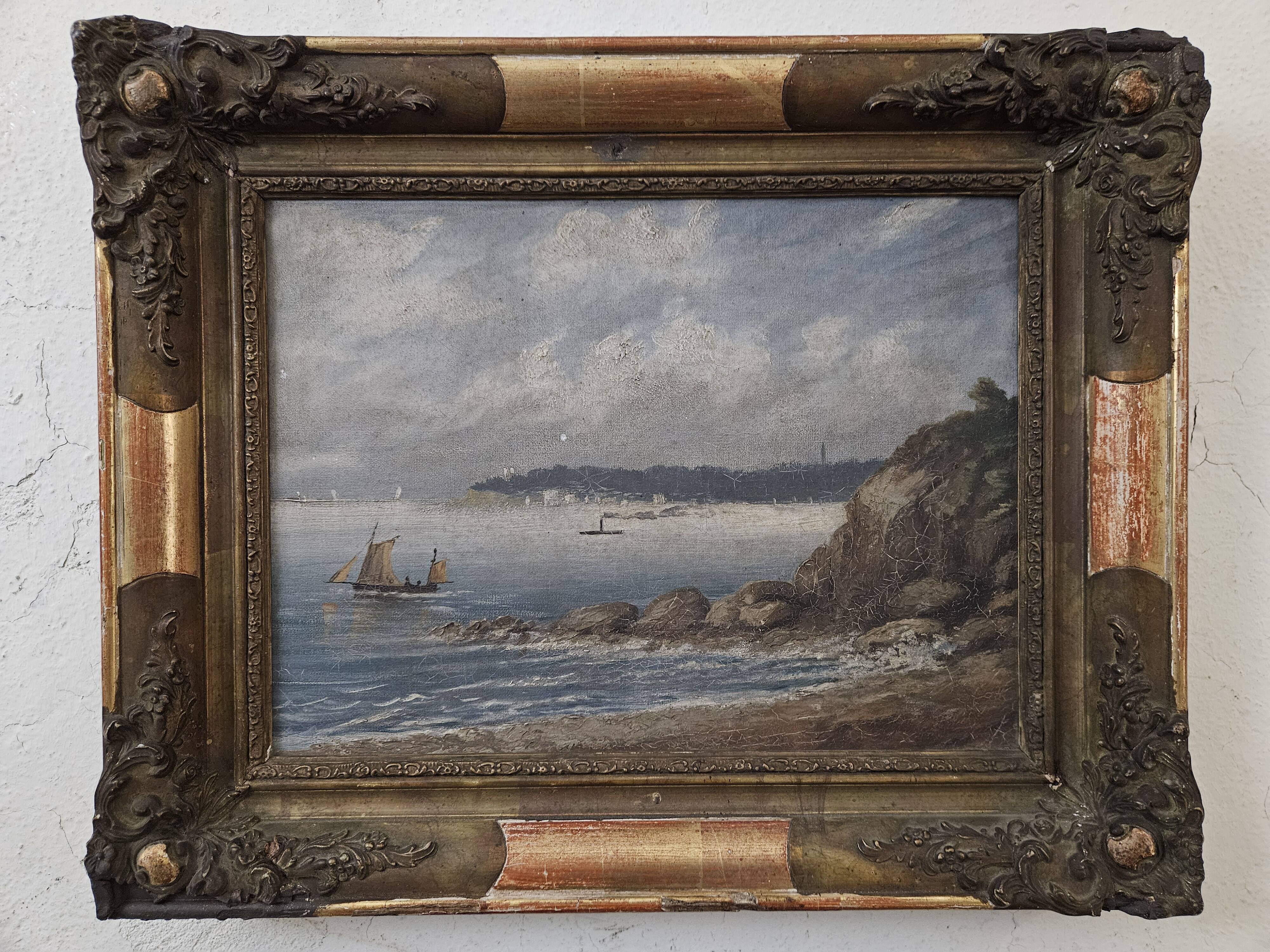 Oil on canvas - Navy - Old painting