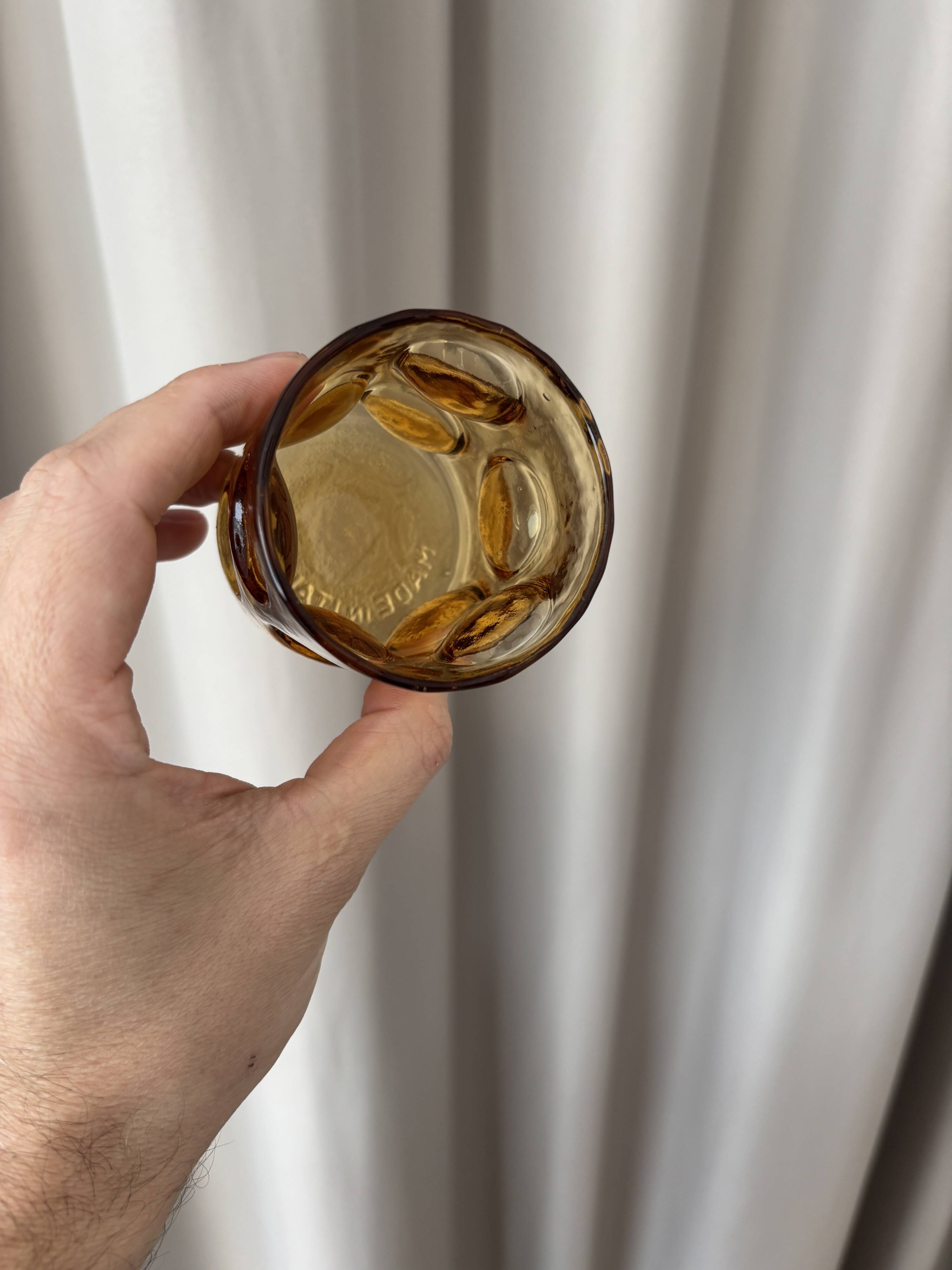 Set of 4 amber liqueur/bourbon glasses Empoli – Italy, 1970s