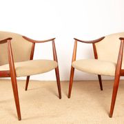 2 Scandinavian armchairs in teak and fabric, new, Gerhard Berg/Westnofa 1960.