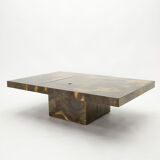 Isabelle and Richard Faure's unique patinated oxidized brass coffee table 1970