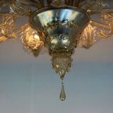 Venetian chandelier in gilded Murano glass, 10 light arms, circa 1920.