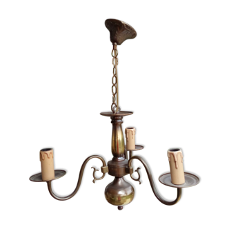 Lustre 3 branches en laiton