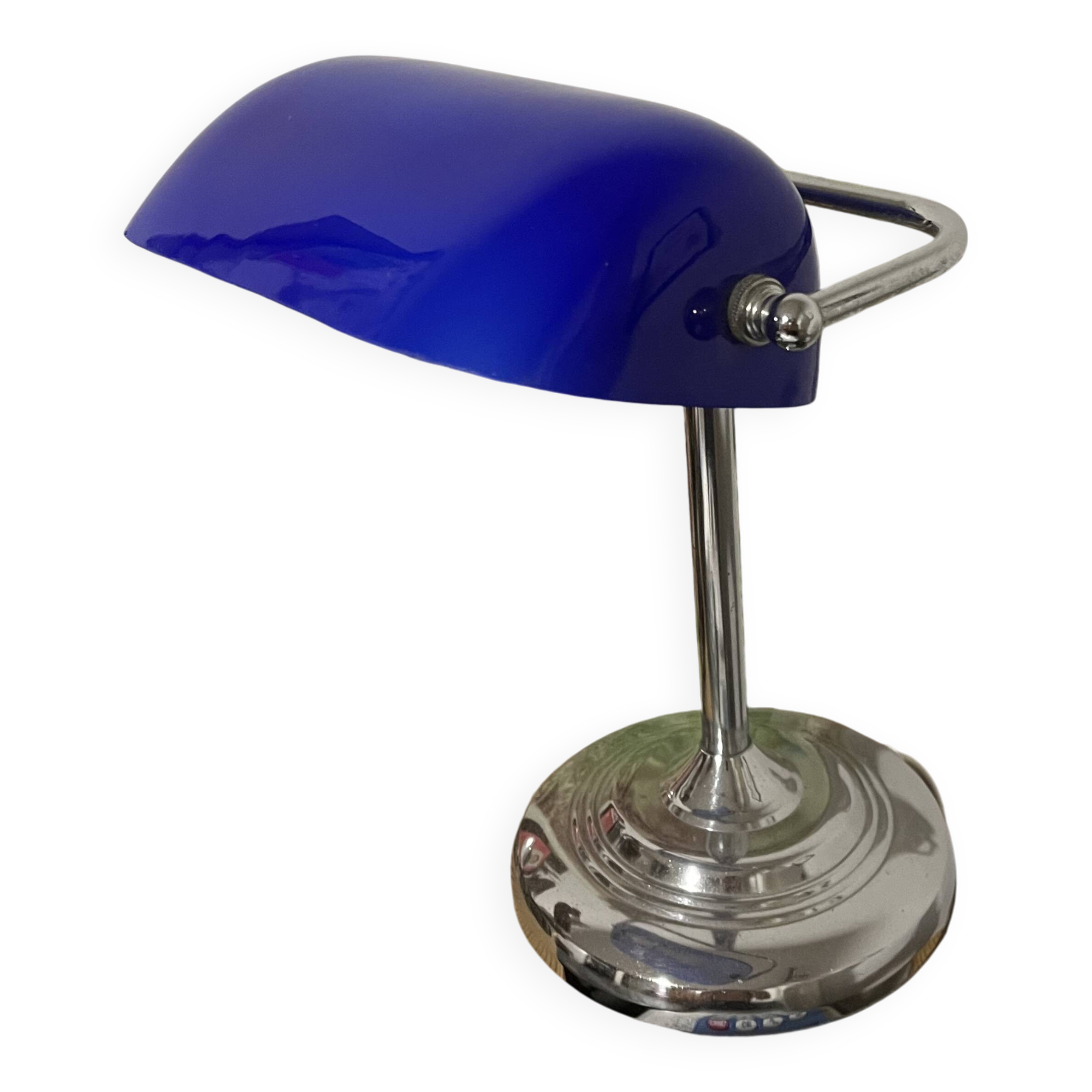 Lampe de banquier bleu/argent