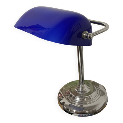 Lampe de banquier bleu/argent