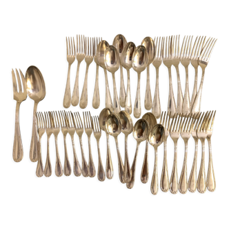 Housewife 38 pieces Christofle model Ribbons, silver metal, twentieth century