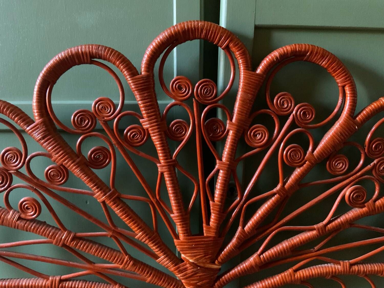 Peacock rattan headboard