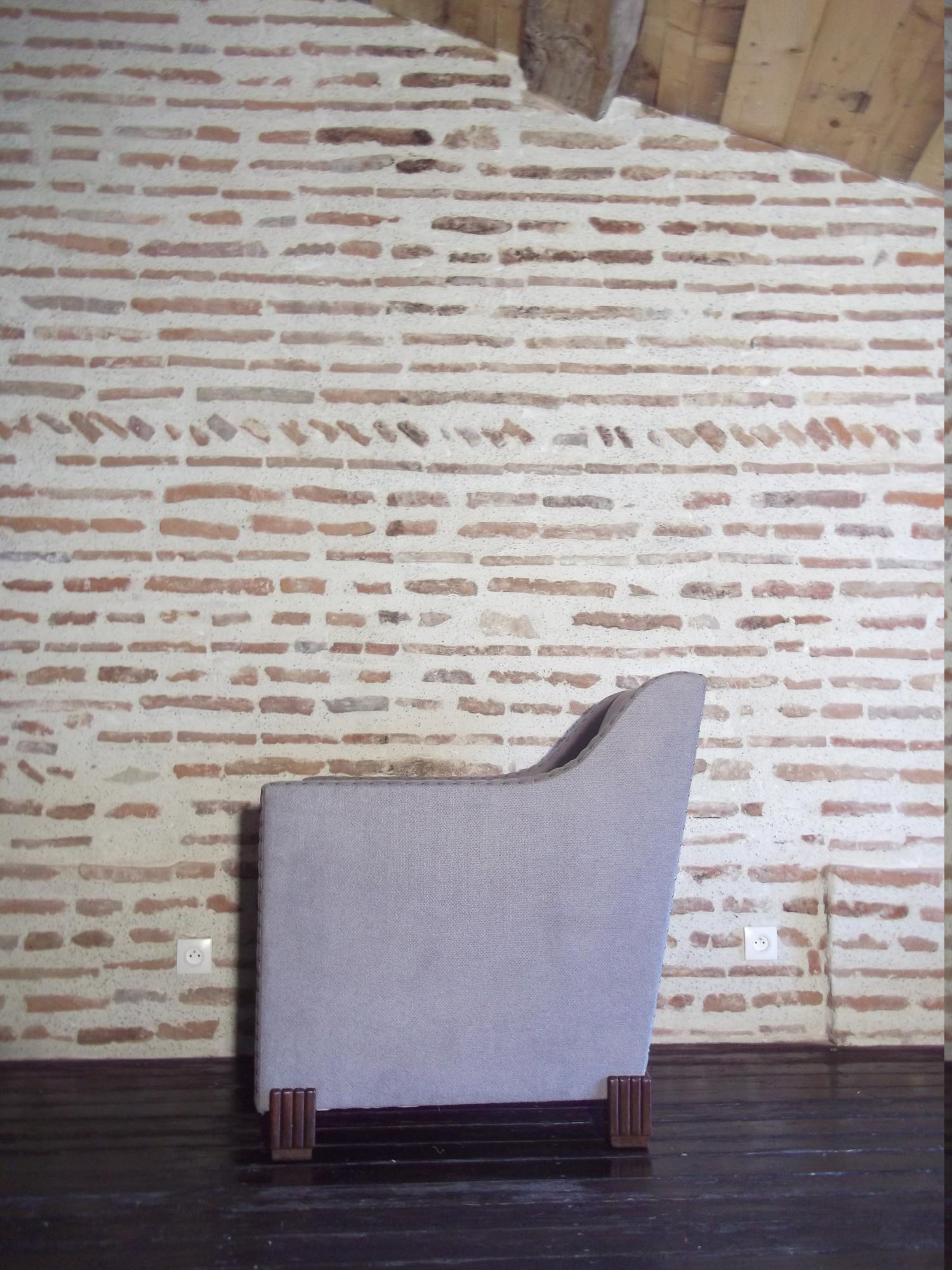 Art Deco chair with otoman